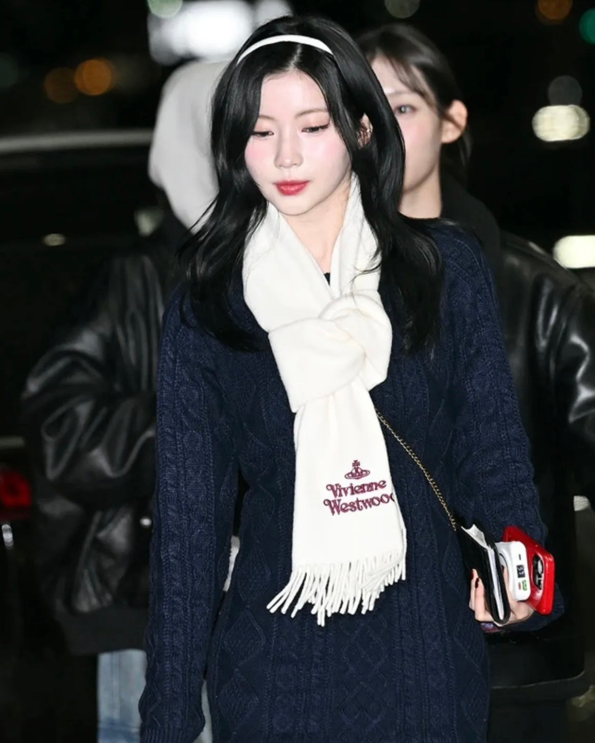 Vivienne Westwood Embroidered Logo Scarf (100% wool) [White, in stock, Japanese version, made in Italy!] 