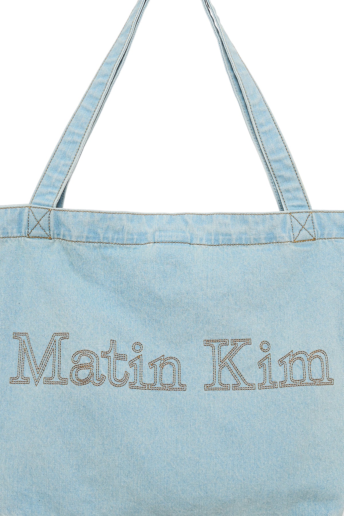 Matin Kim Matin Stitch Denim Shoulder Bag 最新韓國選物🇰🇷經典Logo刺繡水洗牛仔大袋［大容量超實手 有啪鈕!］
