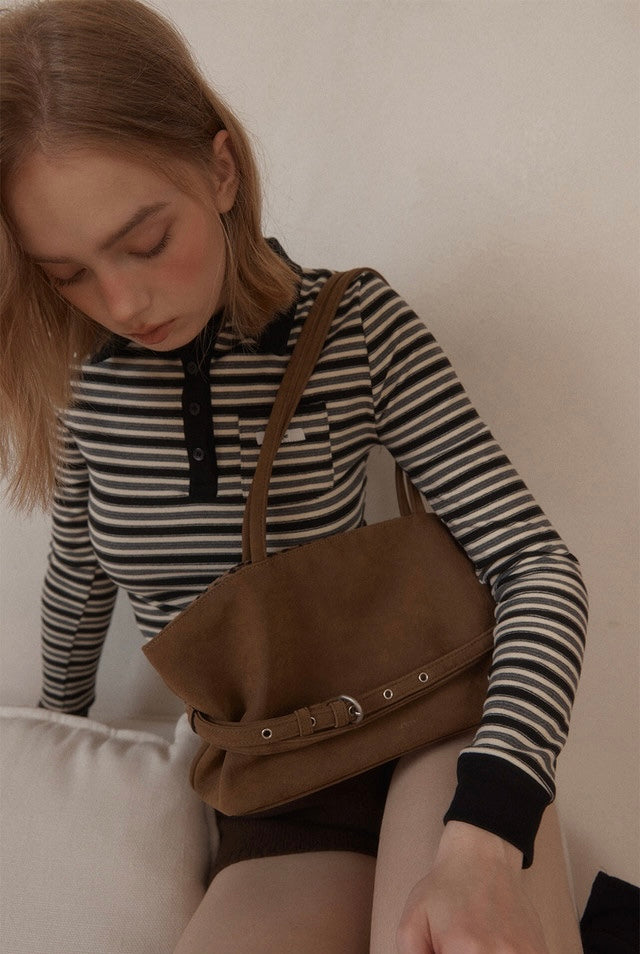 最新韓國選物🇰🇷 Leterie Mellow Reversible Belt Tote Bag 雙面兩用腰帶扣單肩袋［Made In Korea🇰🇷 雙面兩用 皮帶扣設計］