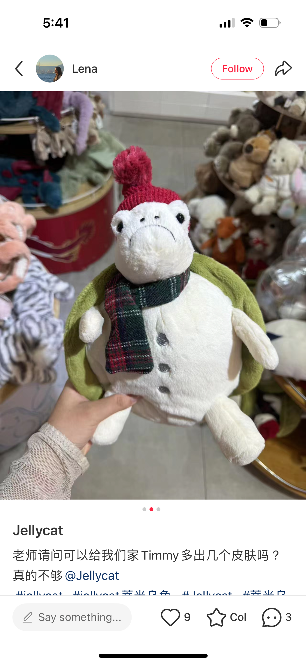 Jellycat Snowman Timmy Turtle 28cm [最新聖誕系列]