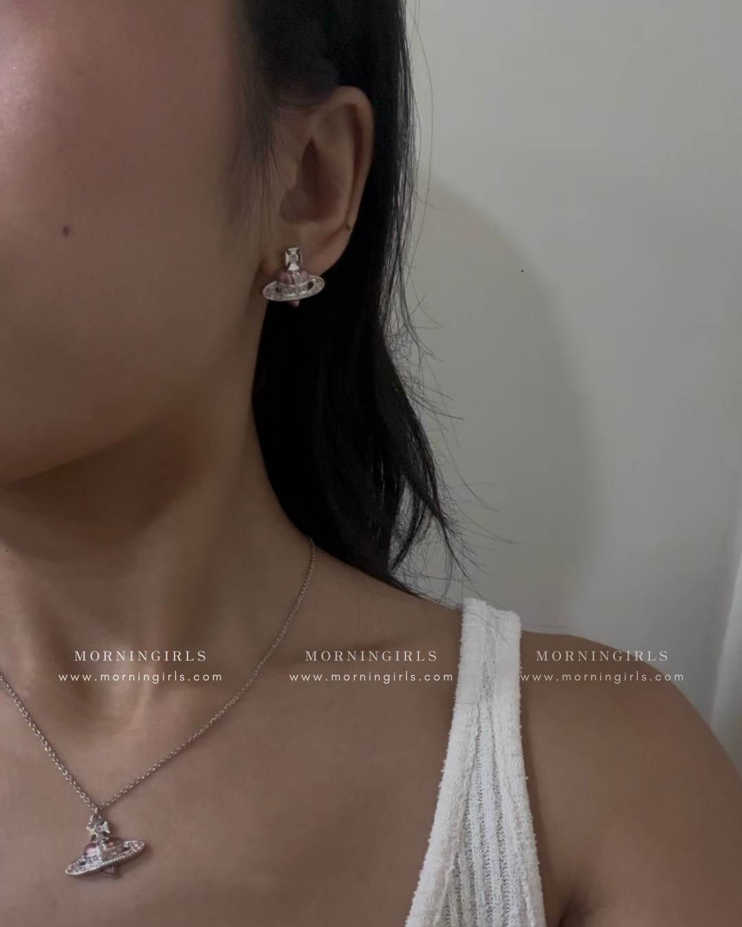 Vivienne Westwood Diamante Heart Earrings [2025限定乾燥玫瑰色]