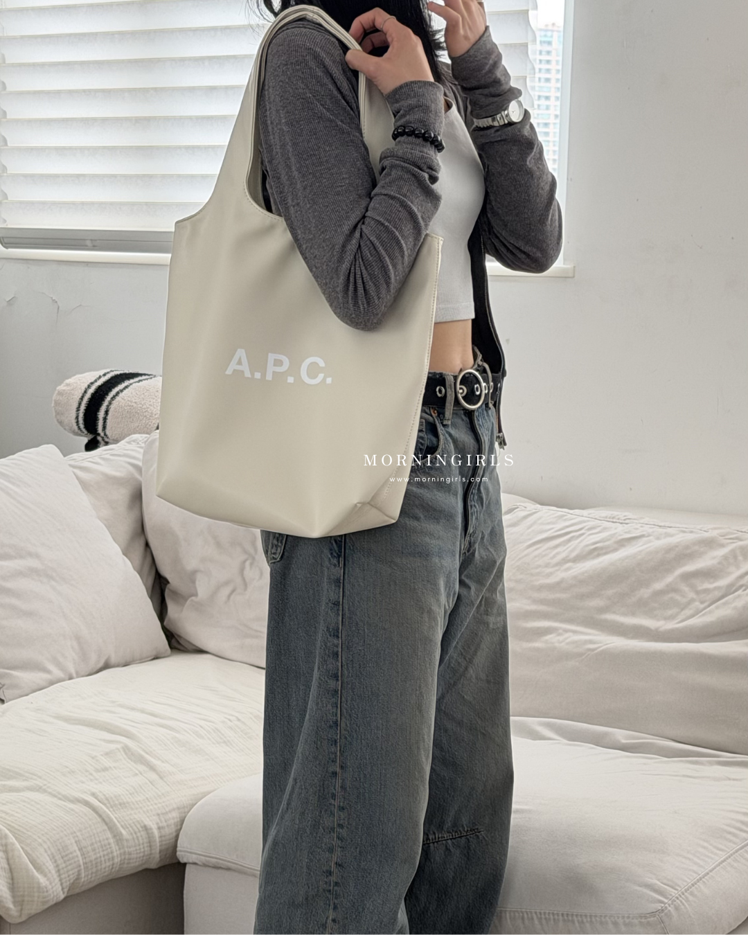 A.P.C. Ninon Tote Bag [SMALL] ［霧灰藍奶灰少量補貨 可放A4尺寸!]