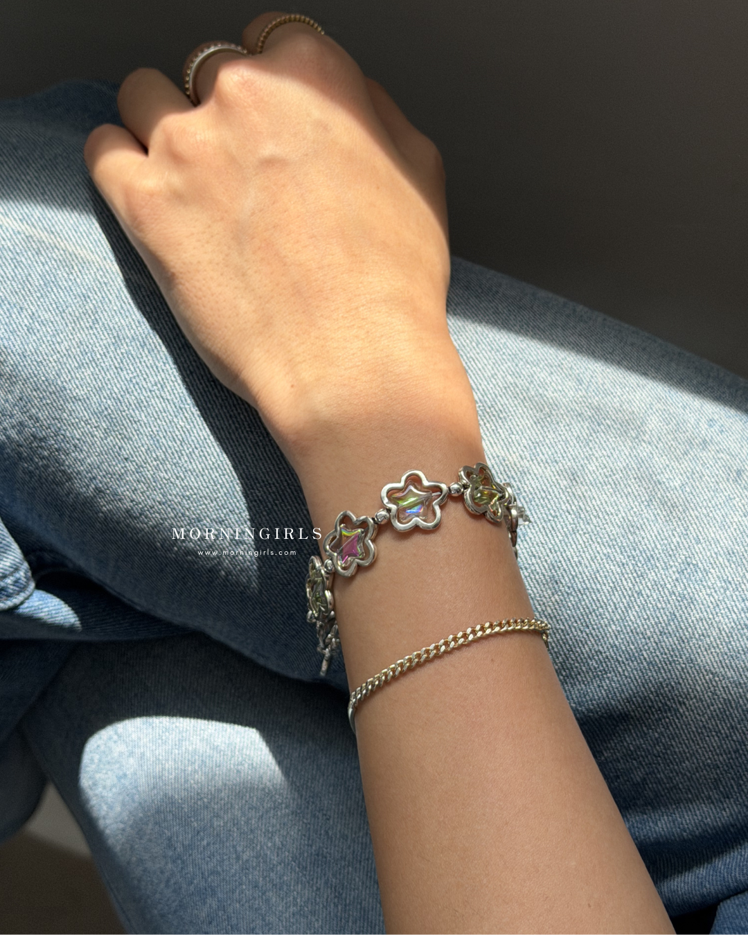 Otro Accesorio Spanish handmade jewelry-Flower &amp; Star Layered Bracelet