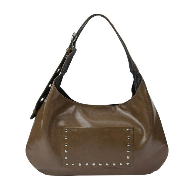 Leterie Leather Buckle Reversible Shoulder Bag 最新韓國選物🇰🇷窩釘皮革豹紋兩用洞洞扣半月袋［Made In Korea🇰🇷可雙面兩用 肩帶可調節上膊斜揹OK!］