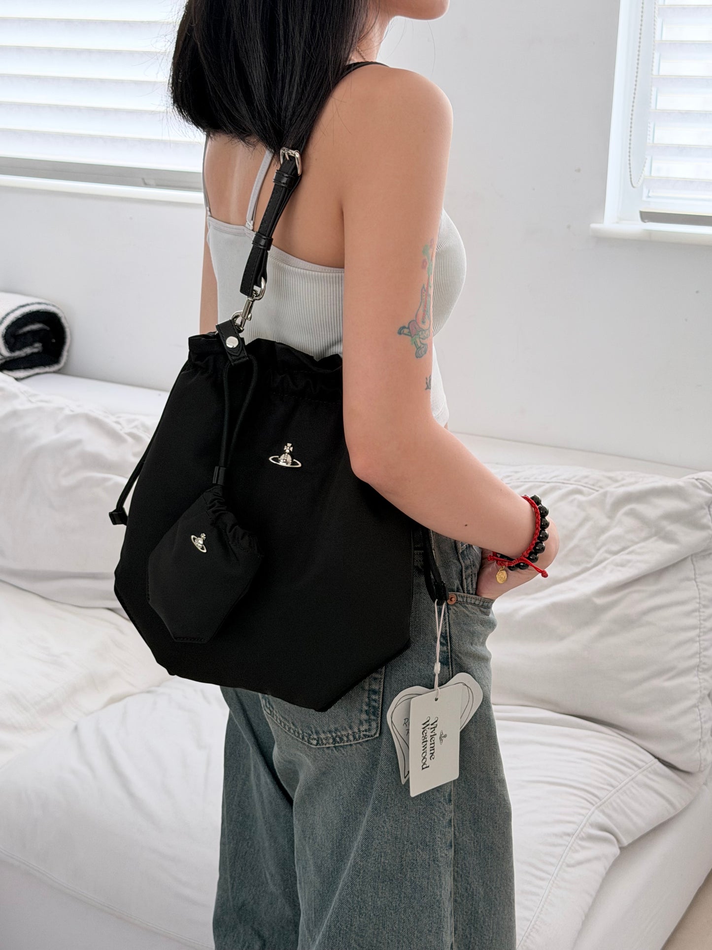 Vivienne Westwood Drawstring Shoulder Bag [$100 off for Singles' Day! HOT ITEM! Extra Large Capacity Durable Bag]
