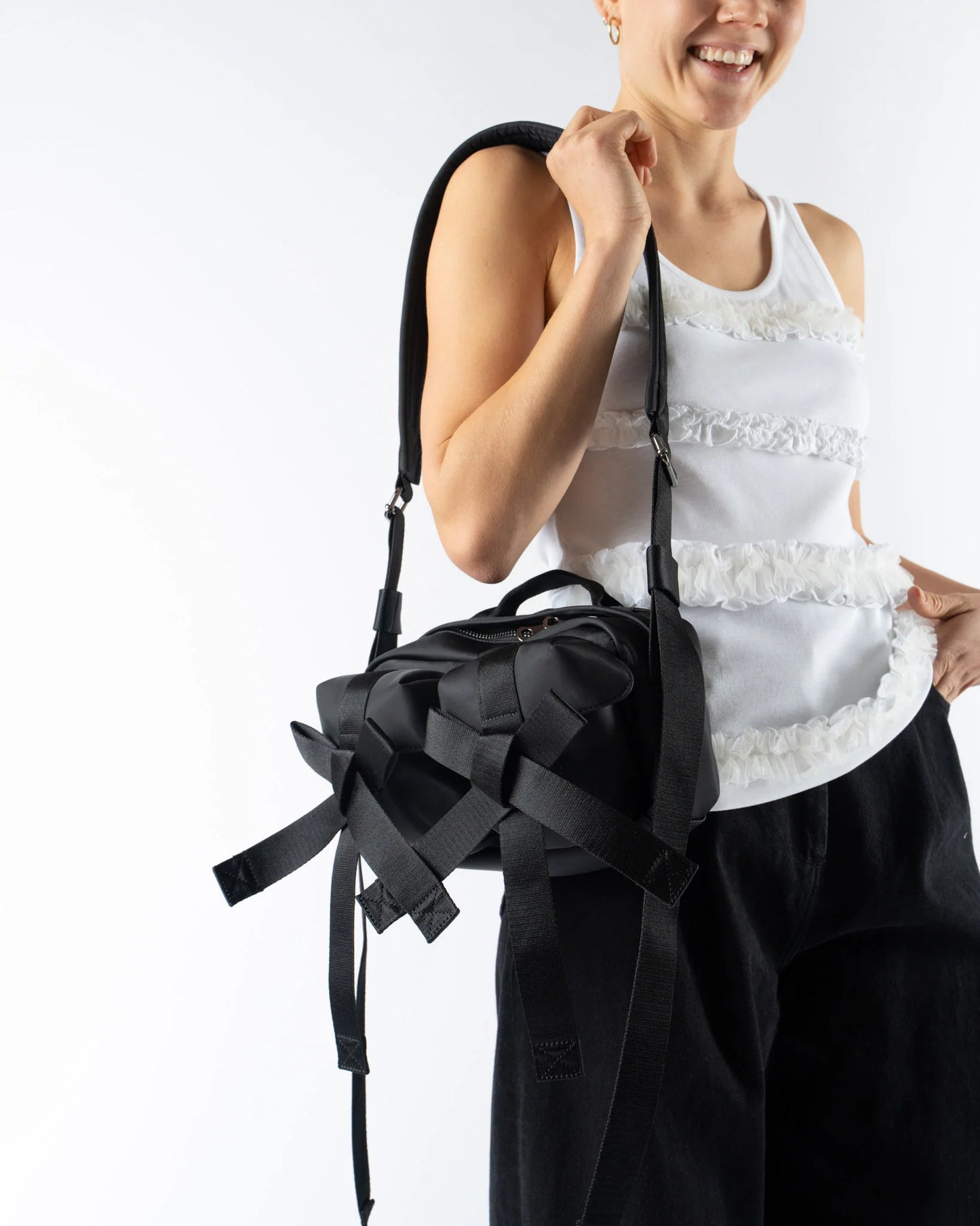 Simone Rocha Classic Bow Crossbody Bag 純黑色肩帶款 [沒有珍珠]
