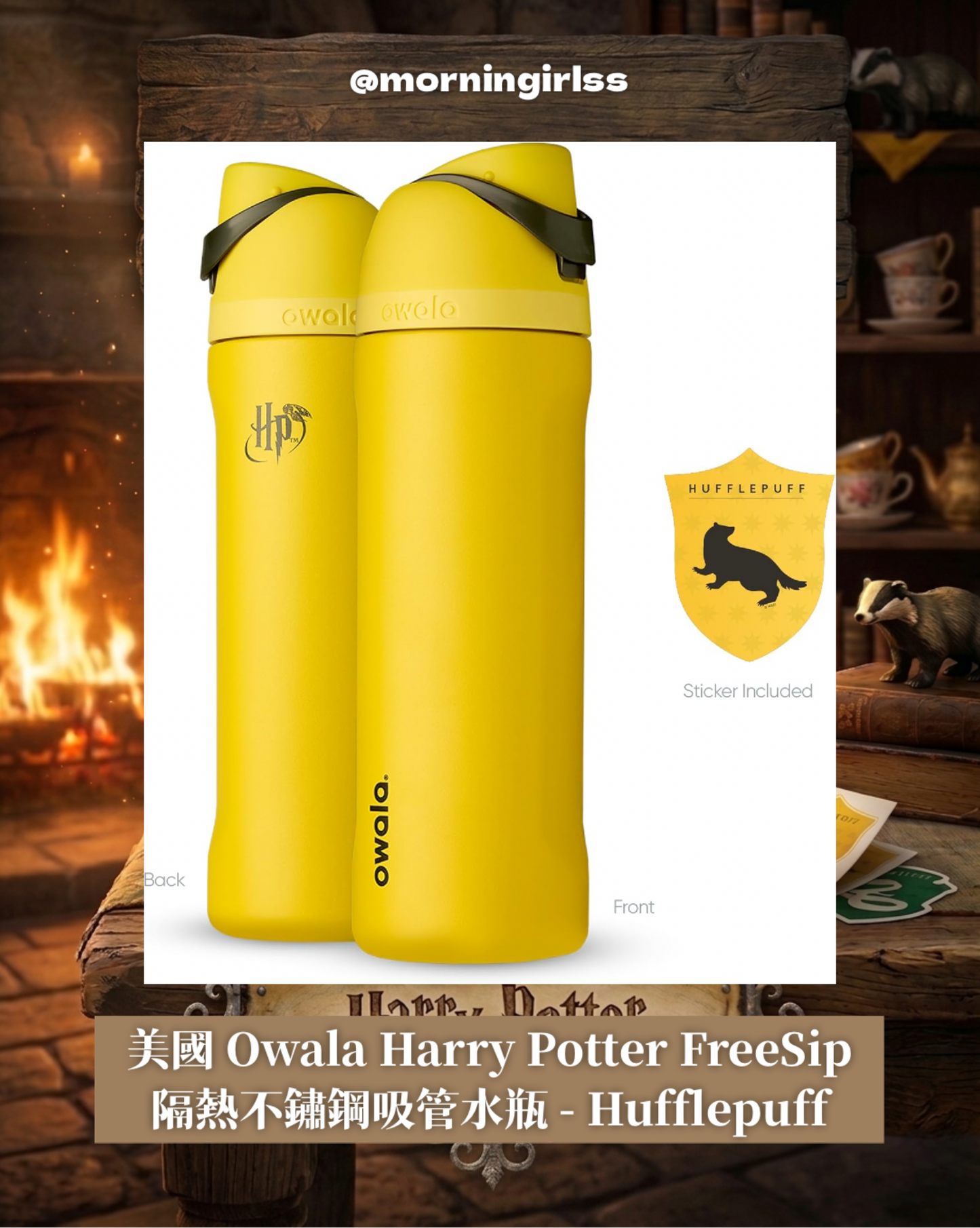 美國 Owala Harry Potter Collection FreeSip隔熱不鏽鋼吸管水瓶 24oz