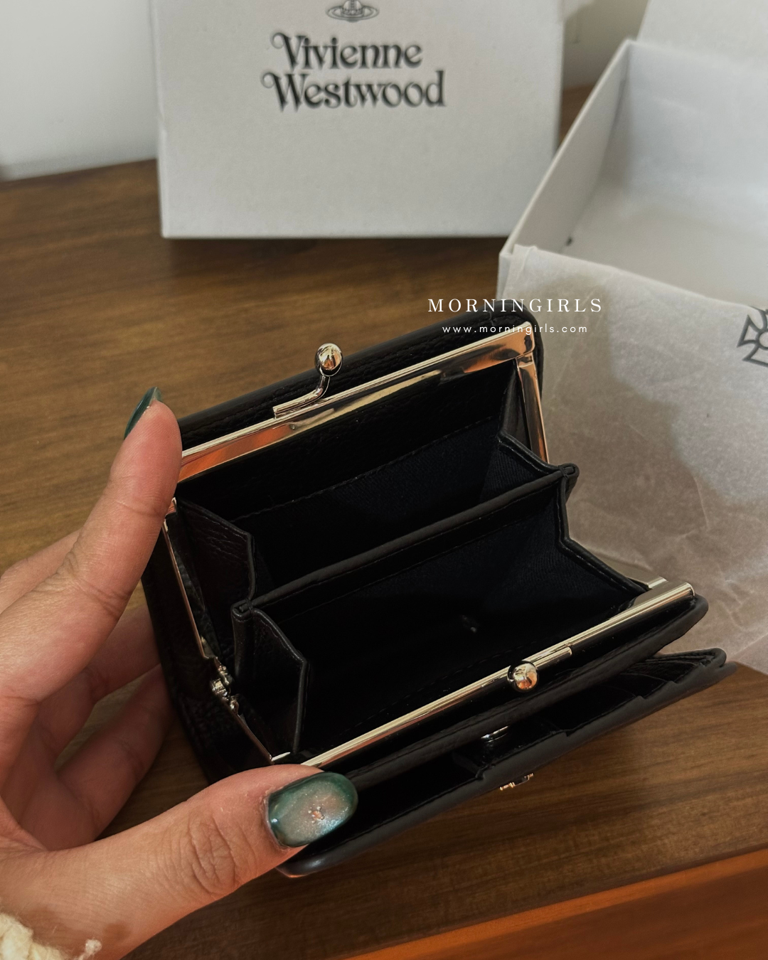 Vivienne Westwood Frame Pocket Wallet 黑銀荔枝皮