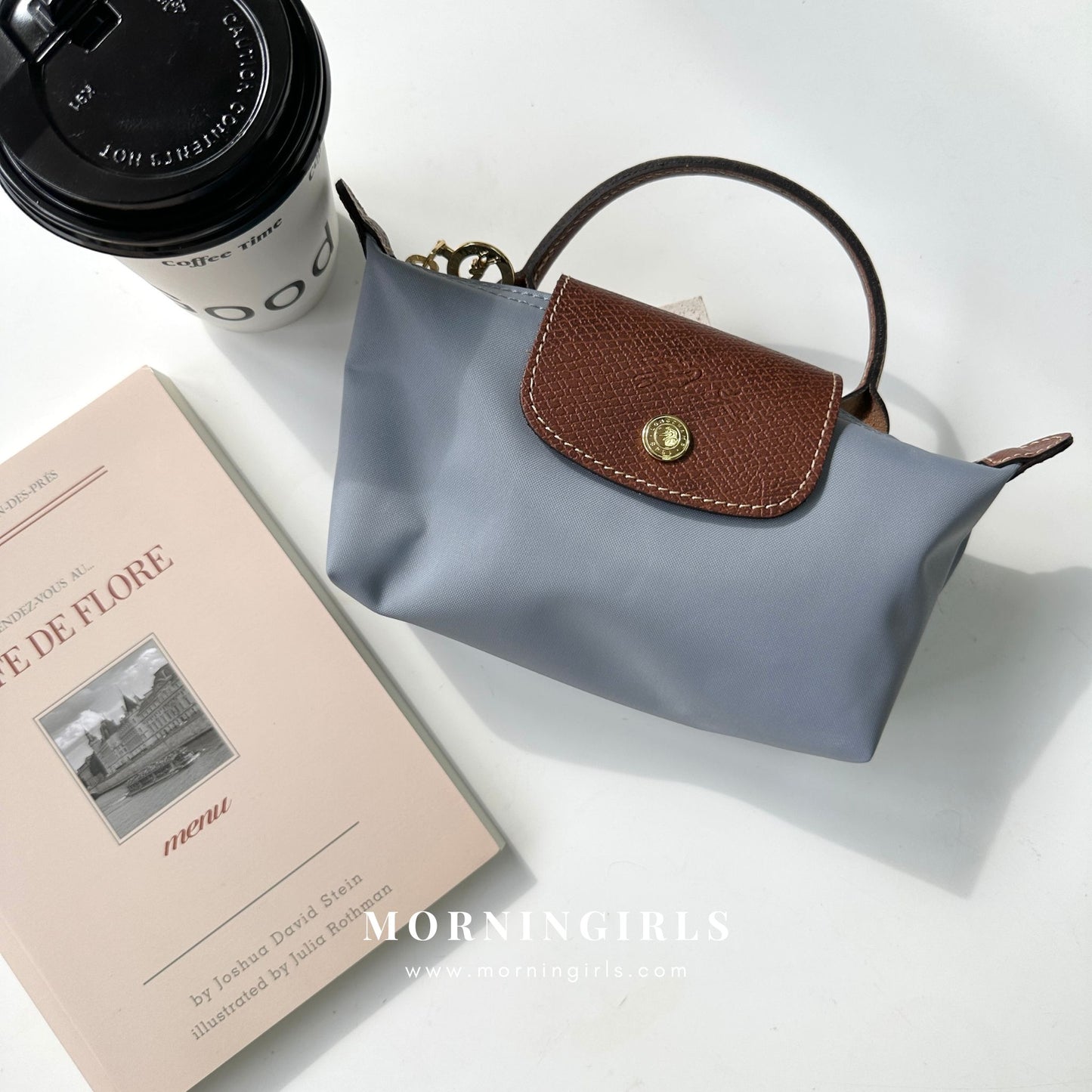 LONGCHAMP Le Pliage Pouch With Handle ［石墨灰超限量補貨!配肩帶+$60］