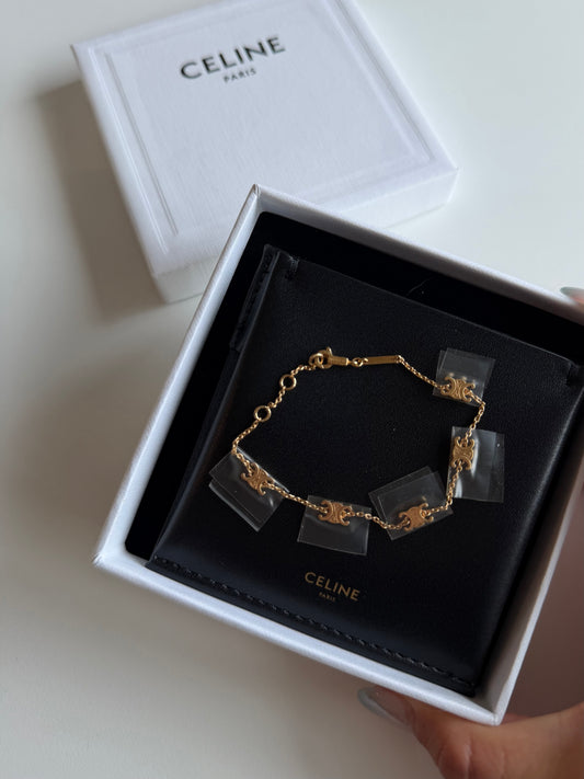 CELINE TRIOMPHE金色飾面迷你手鏈