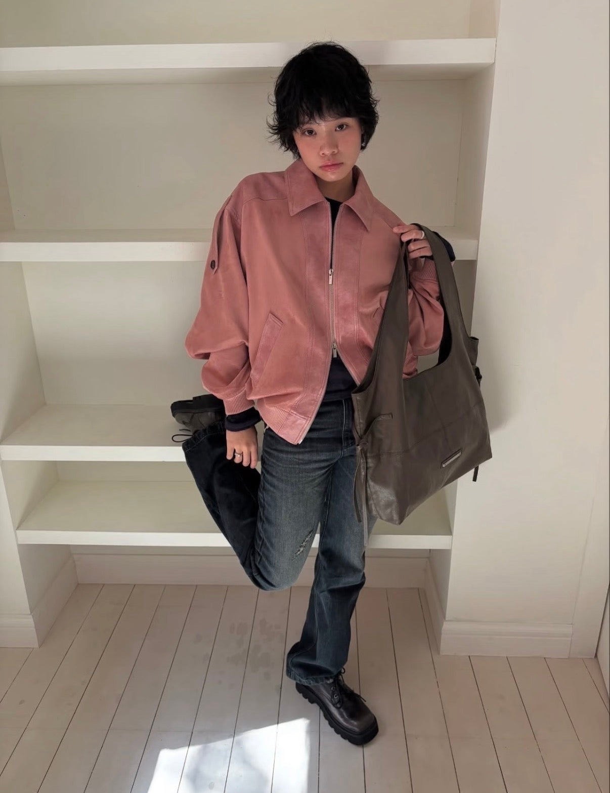 Matin Kim Side String Leather Big Shoulder Bag 最新韓國選物🇰🇷復古蝴蝶結單肩大袋 [超熱賣極難補貨 街頭隨性風袋款］