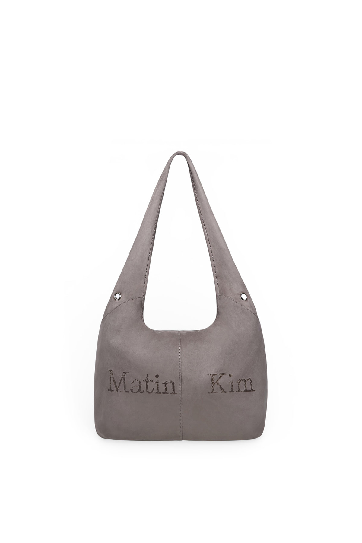 最新韓國選物🇰🇷 Matin Kim Logo Point Suede Round Ecobag 刺繡 Logo 麂皮圓弧肩背袋￼［麂皮柔順 圓弧簡約大方！］