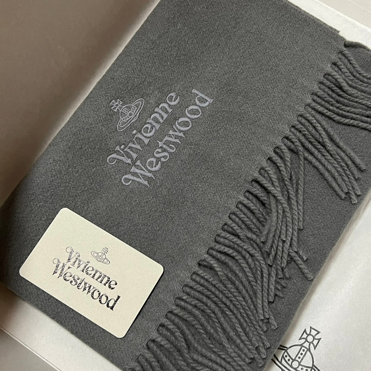 Vivienne Westwood Embroidered Logo Scarf (100% wool)