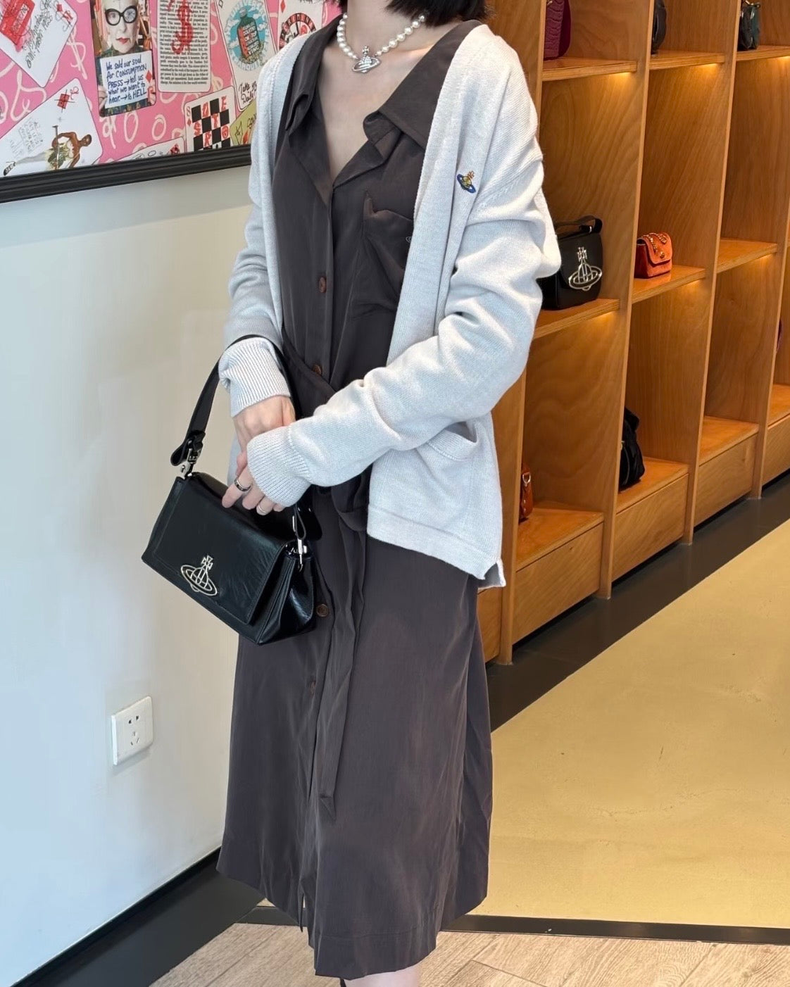 Vivienne Westwood Hazel Handbag SS25春季最新啞黑色 100%小牛皮