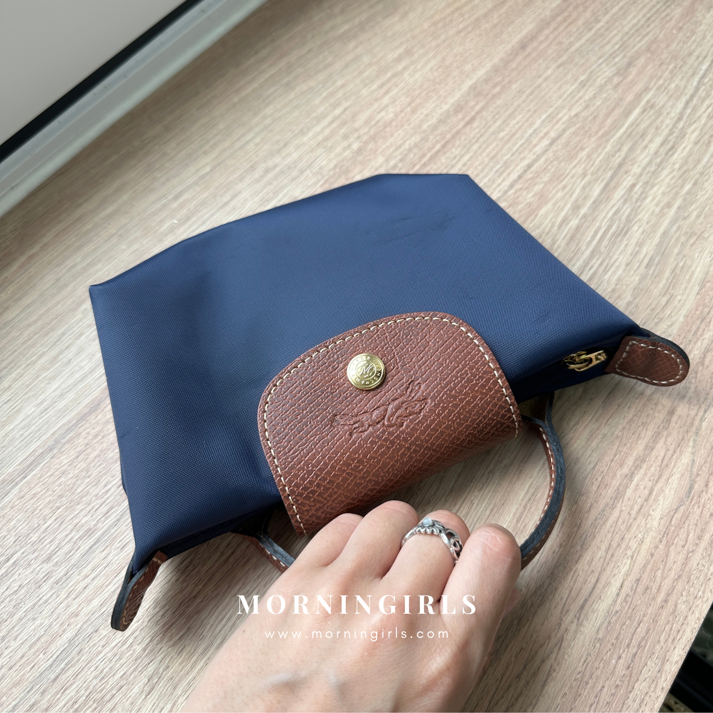 LONGCHAMP Le Pliage Pouch With Handle ［石墨灰超限量補貨!配肩帶+$60］