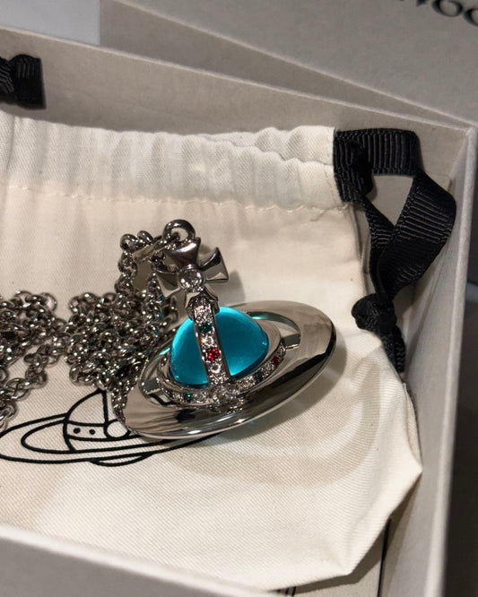 Vivienne Westwood ORB Pendant Crystal Necklace in Blue [A stunningly beautiful replica of the blue ORB!]