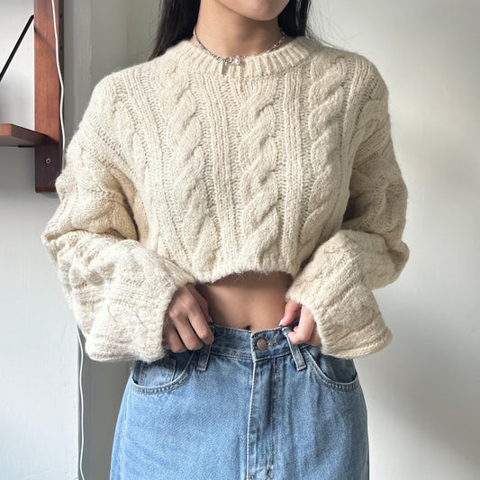 麻花扭扭紋軟熟CROPPED SWEATER 3色入 [門市搬遷清貨限時優惠$169!]