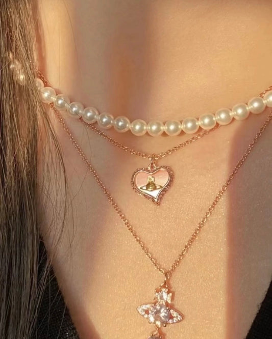 Vivienne Westwood Petra Necklace 粉紅愛心貝母頸鏈