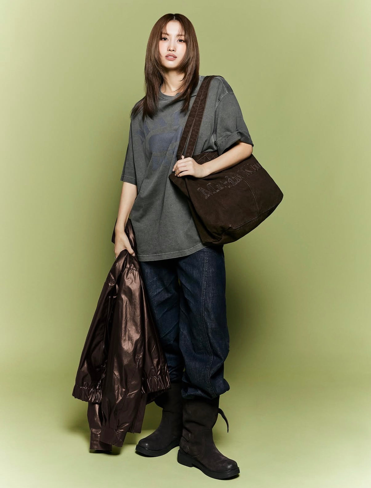 韓國選物🇰🇷 Matin Kim Vintage Washed Cotton Shoulder Bag 復古水洗棉質大袋［Twice Momo同款 復古隨性，超大容量款！]