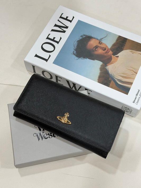 Vivienne Westwood 罕有多間隔長銀包 復古金十字紋￼