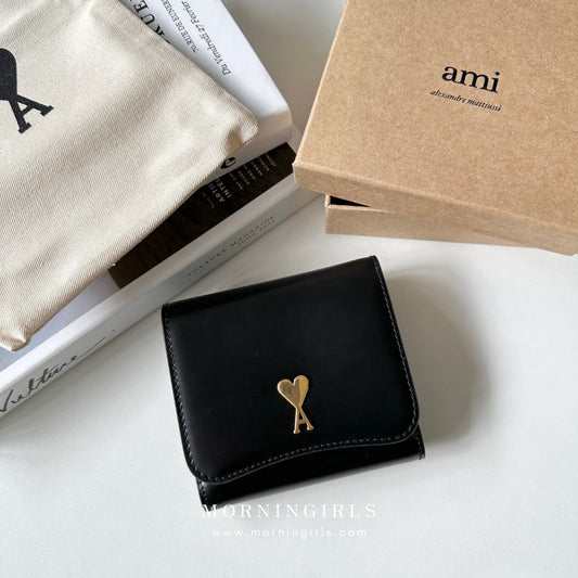 Ami Paris Paris Compact Wallet 黑色牛皮［限量現貨! 已停產］