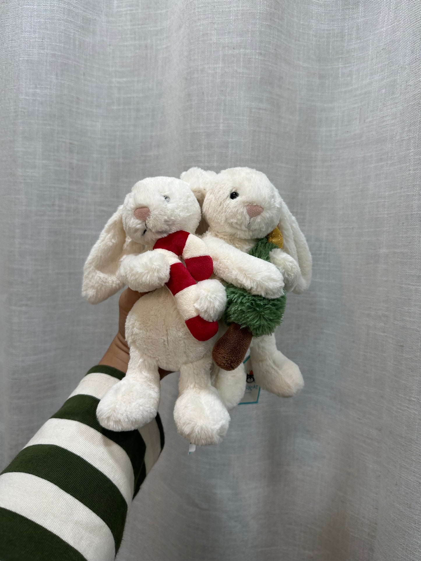 Jellycat Bashful Christmas Bunny with Candy Cane