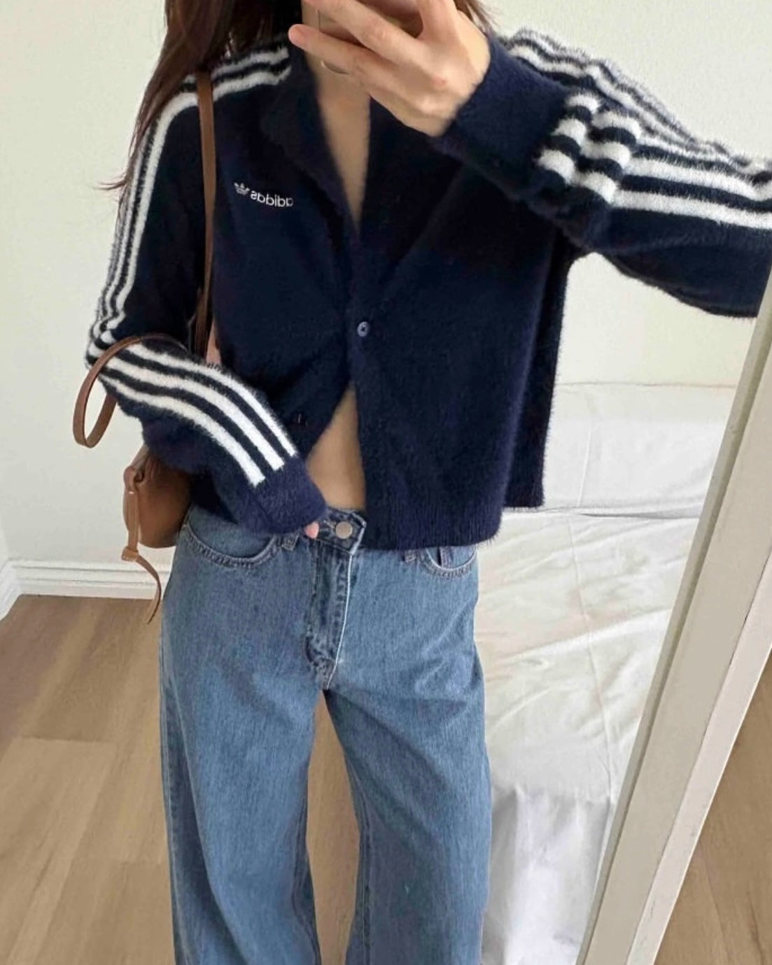 Adidas Originals 3-Stripes Knit Cardigan 超柔軟親膚毛毛外套 海軍藍 [超小量貨 海外限定]