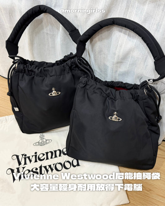 Vivienne Westwood Hilary Bucket Bag 超輕身耐用尼龍抽繩袋 [新版3D標誌]