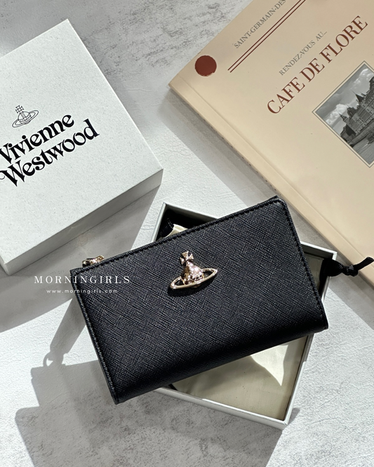 Vivienne Westwood Slim Flap Card Holder 黑金十字紋 [性價比超高!]