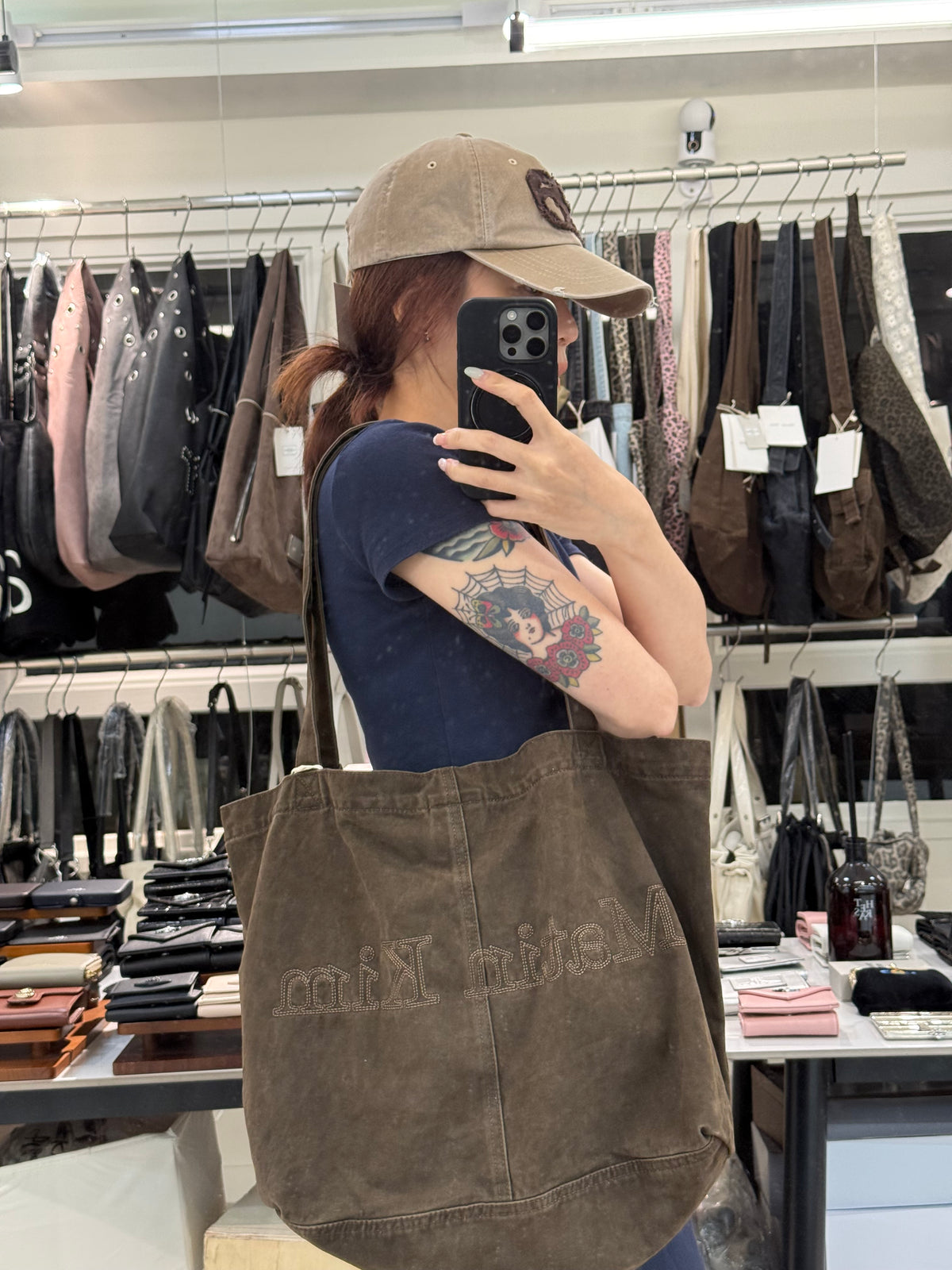 最新韓國選物🇰🇷 Matin Kim Vintage Washed Cotton Shoulder Bag 復古水洗棉質大袋［Twice Momo同款 復古隨性超大容量款！]