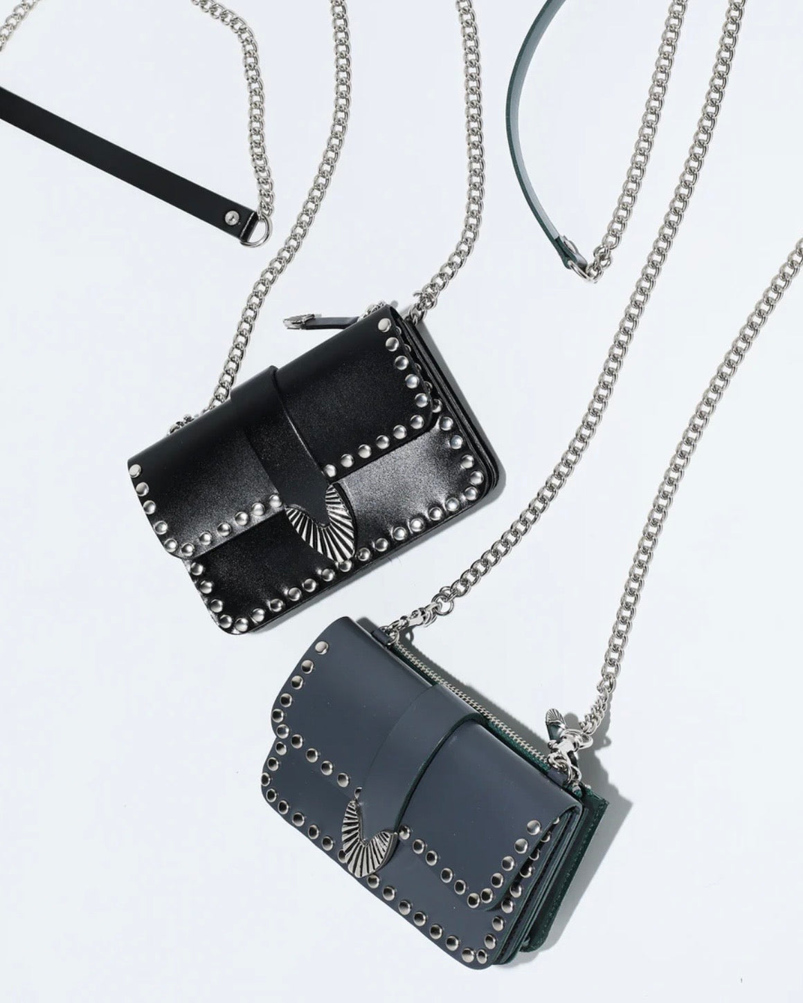Toga Too Chain Leather Wallet Studs 自留黑色 折扣超過$1000! [年度季末大折扣! 微量現貨優惠完售即止!]