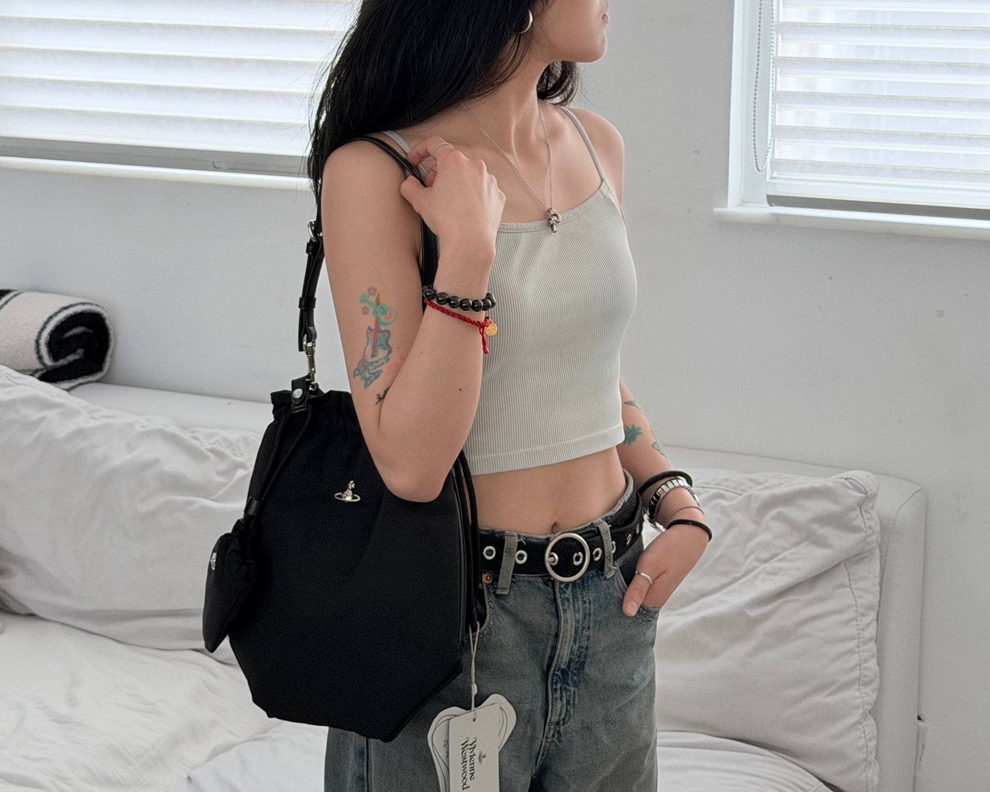 Vivienne Westwood Drawstring Shoulder Bag [$100 off for Singles' Day! HOT ITEM! Extra Large Capacity Durable Bag]
