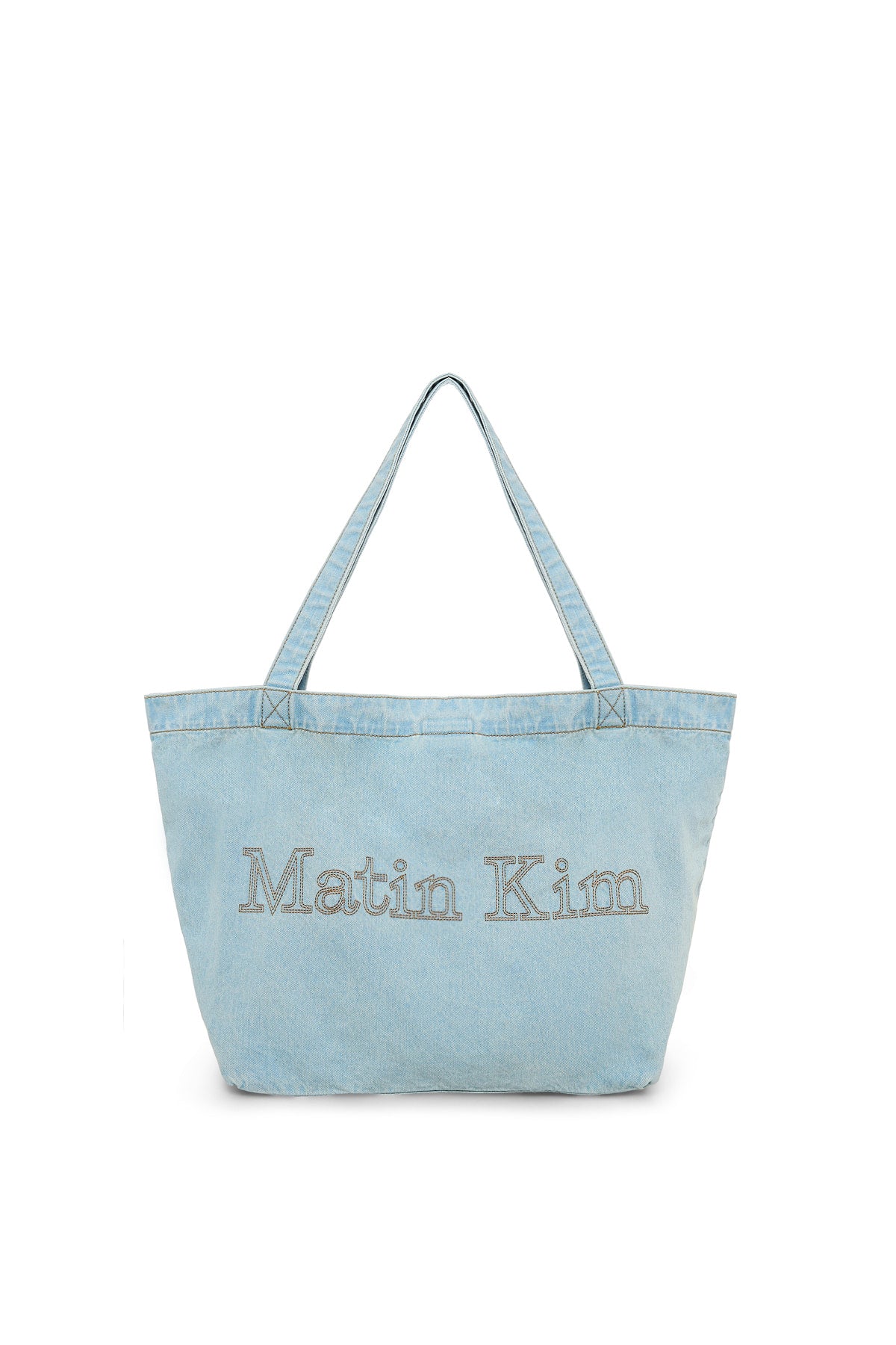 Matin Kim Matin Stitch Denim Shoulder Bag 最新韓國選物🇰🇷經典Logo刺繡水洗牛仔大袋［大容量超實手 有啪鈕!］