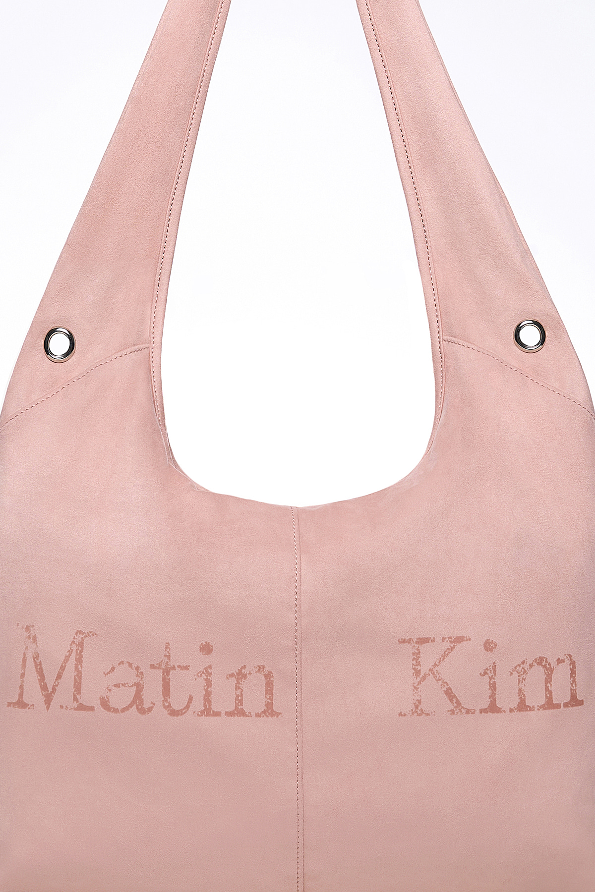 最新韓國選物🇰🇷 Matin Kim Logo Point Suede Round Ecobag 刺繡 Logo 麂皮圓弧肩背袋￼［麂皮柔順 圓弧簡約大方！］
