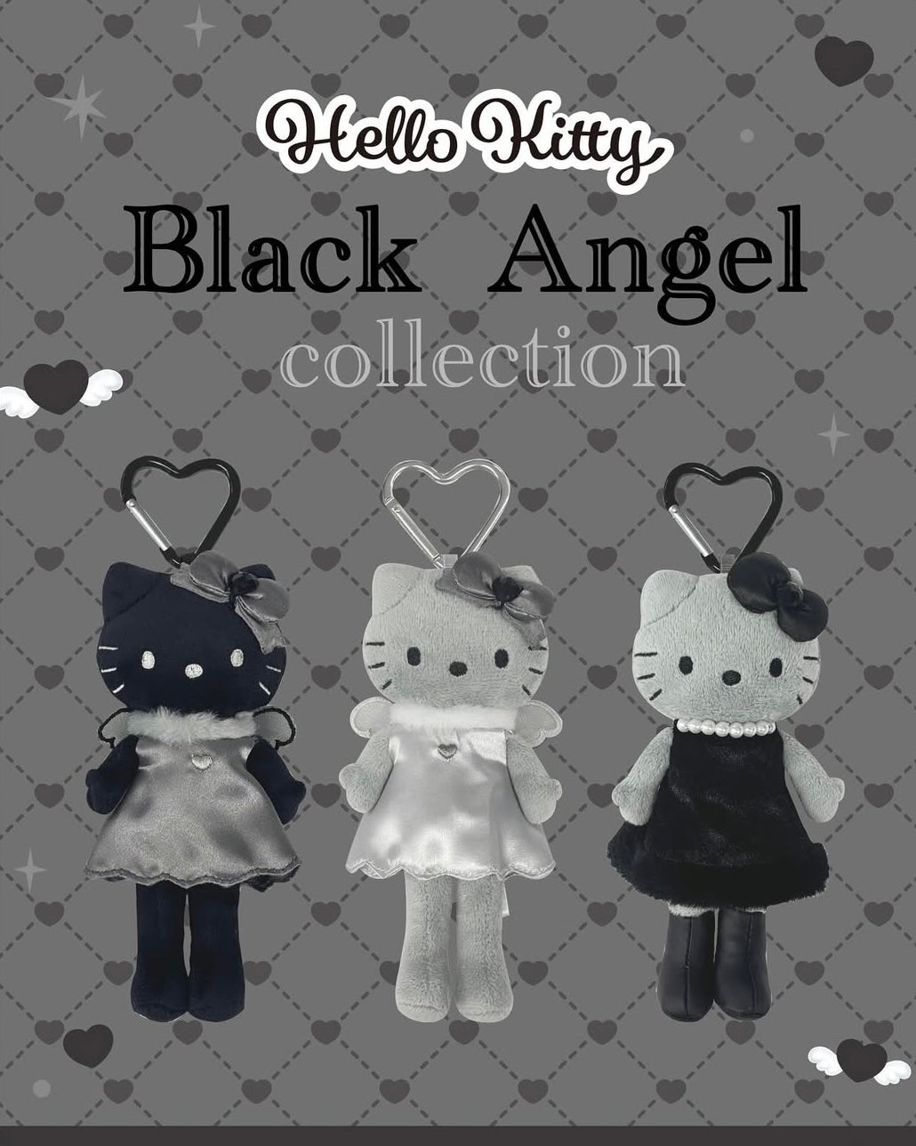 HALLO KITTY ANGEL タグ付き ヴィンテージ Long-legged Hello Kitty keychain, Japan exclusive Dark Angel [In
