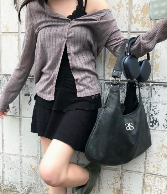 Ason Ricky Shoulder Bag 最新韓國選物🇰🇷半月形裂紋袋［慵懶鬆弛感滿滿 大容量! 斯文穿搭OK］