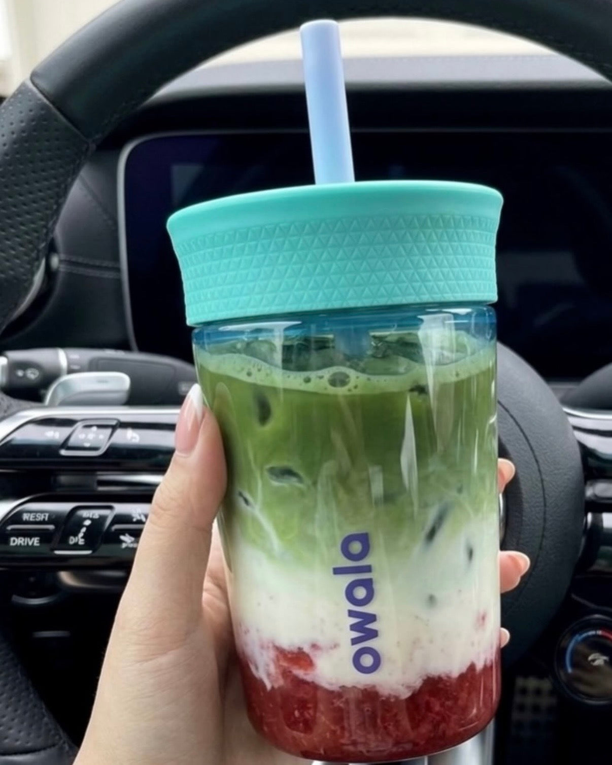 Owala拿鐵杯☕️保溫防漏吸管杯透明感保溫杯15oz [超易清潔防漏]