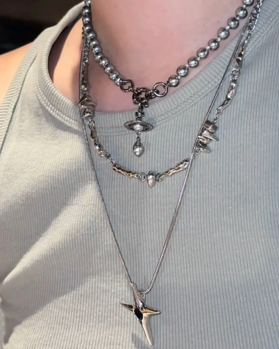 Vivienne Westwood Aleksa Pearl Choker Necklace 巴洛克水滴珍珠限量灰色［大折扣中 限量現貨優惠完售即止! NANA同款 絕美小暗黑灰!]