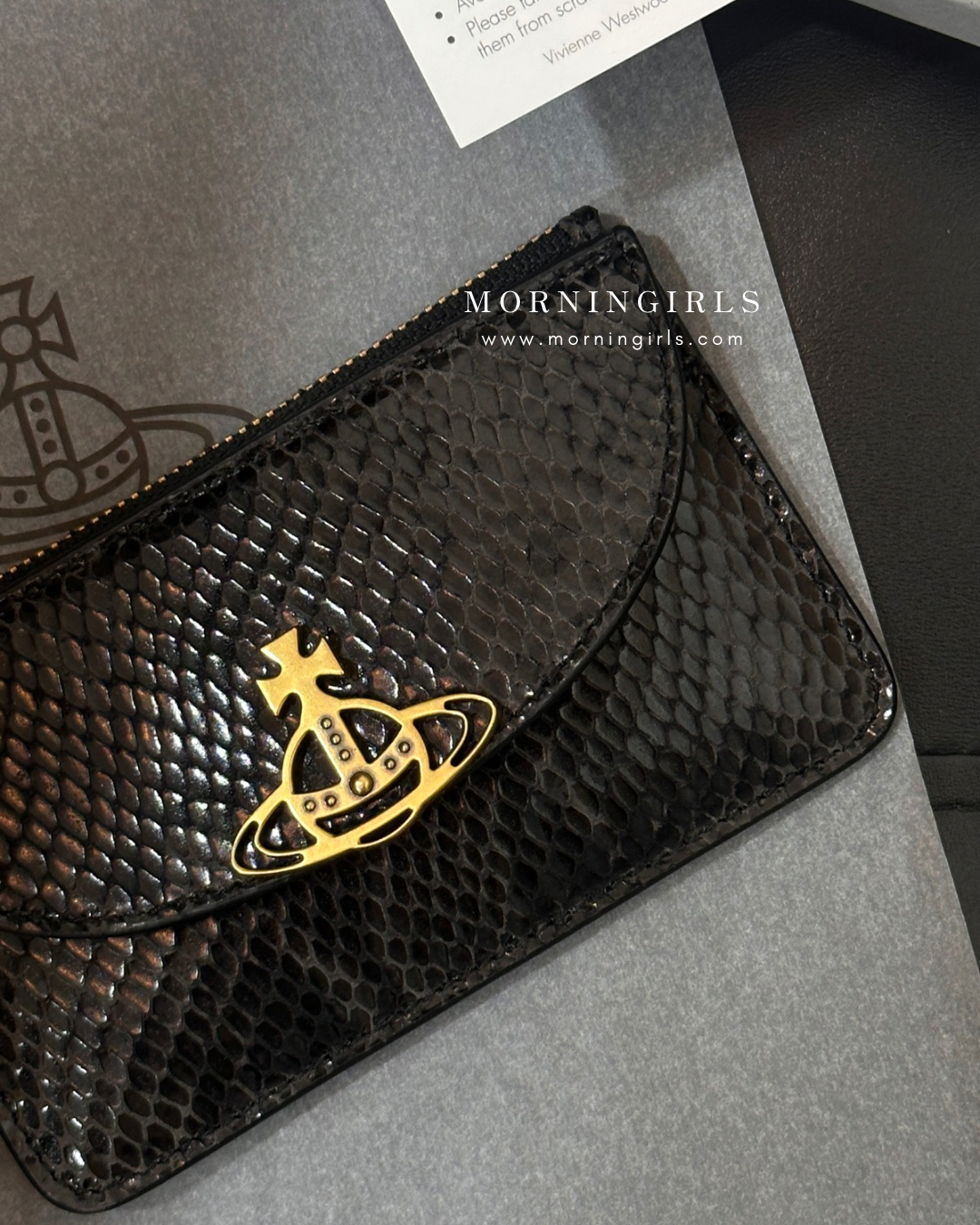 Vivienne Westwood 半月 Slim Long Cardholder 復古金蜥蜴紋 [最新上架!]
