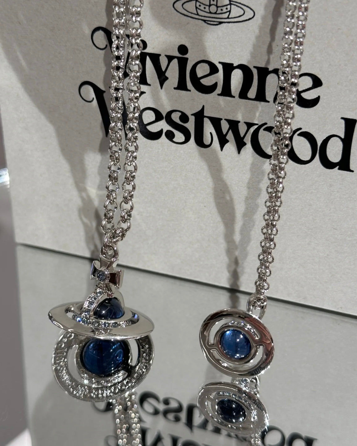 Vivienne Westwood ORB Pendant Crystal Necklace 牛仔藍長款