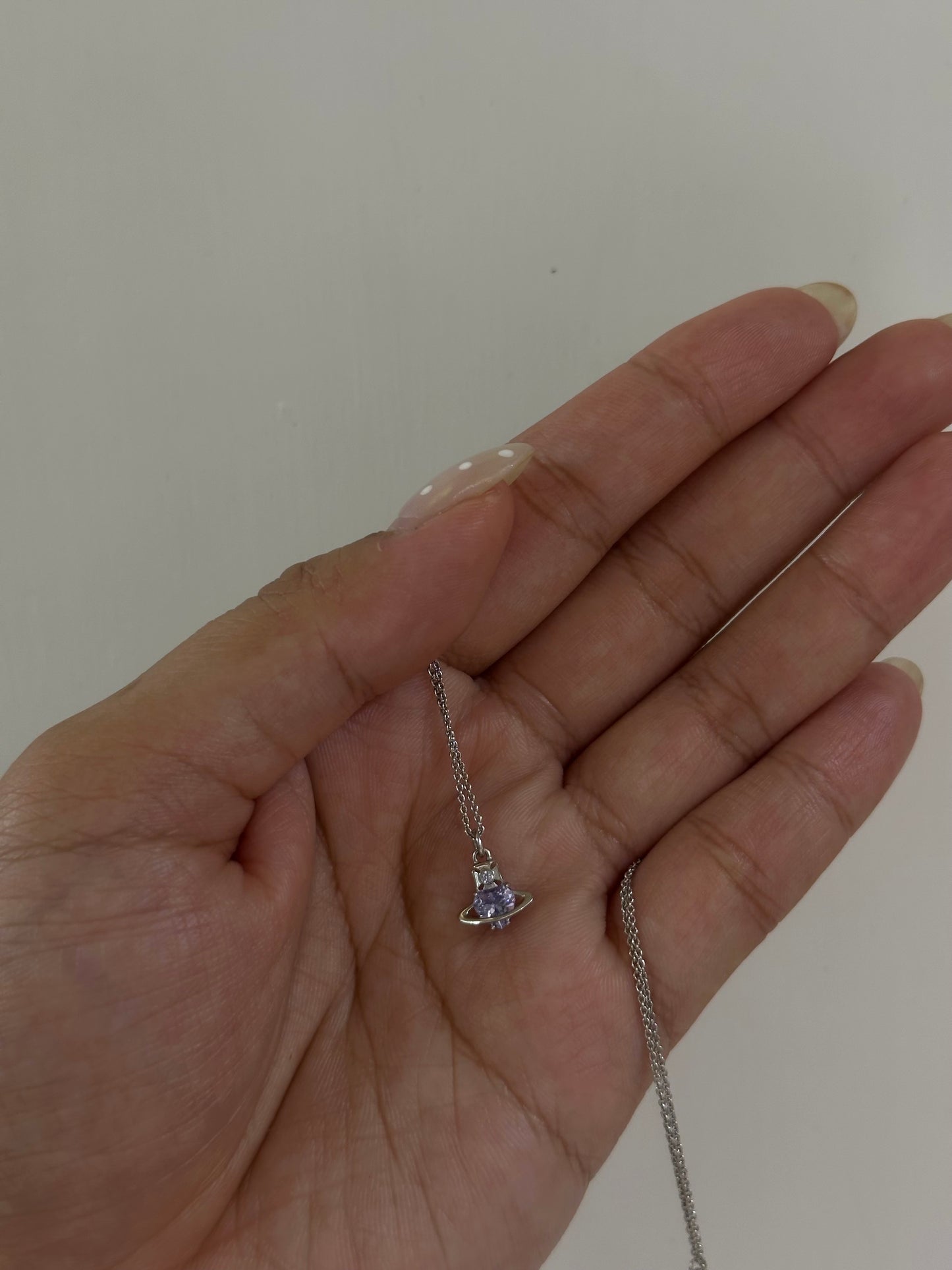 Vivienne Westwood Mini紫鑽愛心土星頸鏈 最新上架 [100% recycled silver 純銀 敏感寶寶友好! 專櫃已斷貨 現貨完售不設預訂]
