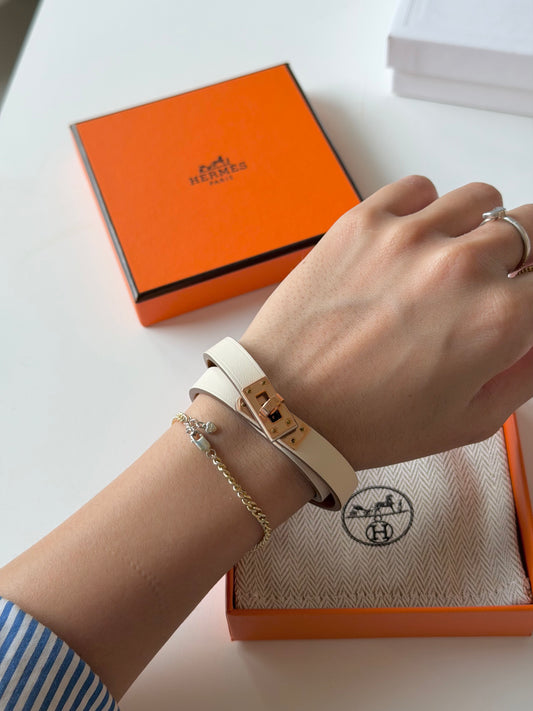 Hermès Mini Kelly Double Tour手環 T2小尺寸奶白