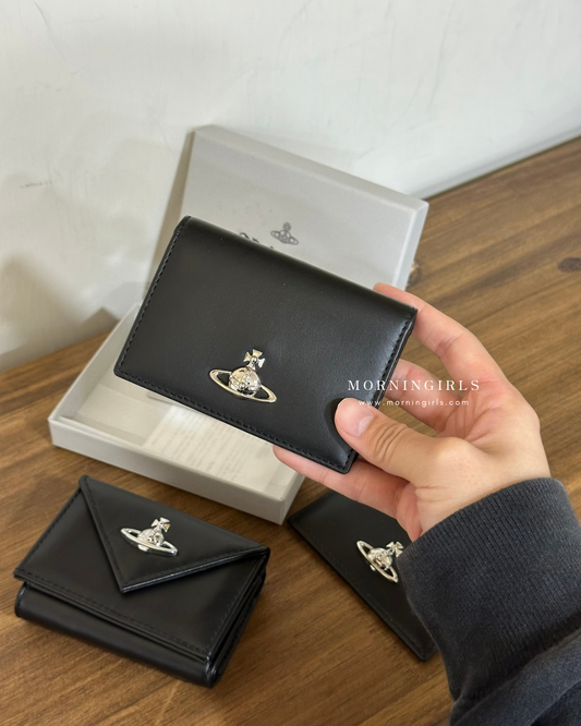 Vivienne Westwood 兩摺相位 Cardholder 黑銀小牛皮 [2025最新系列]