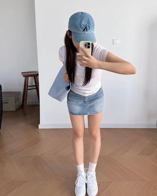 Calvin Klein Monogram Embroidery Baseball Cap 淺牛仔