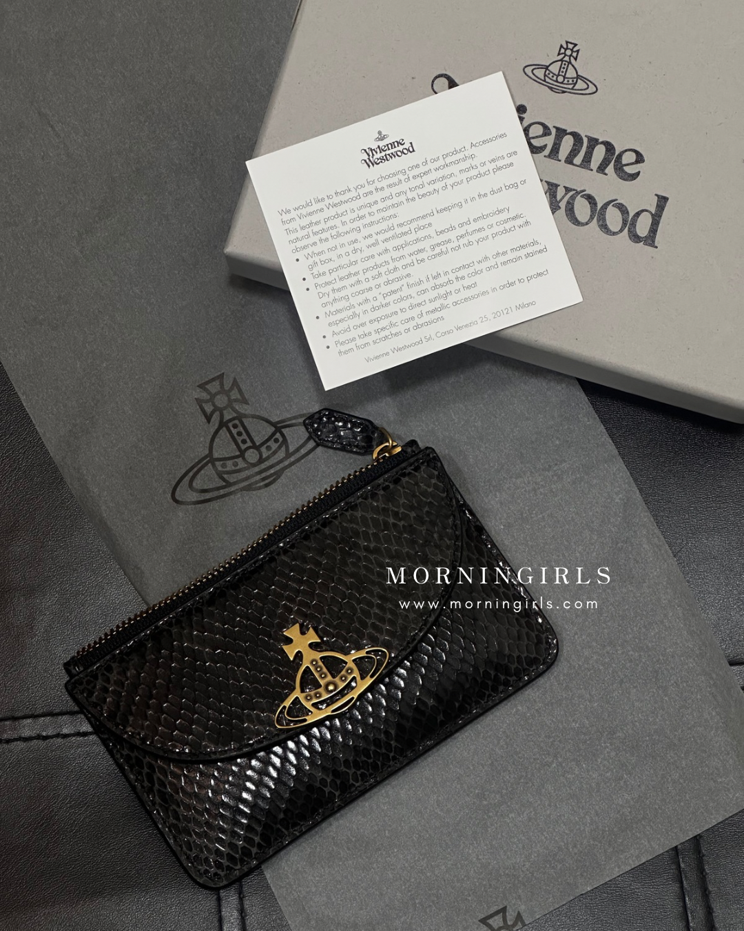 Vivienne Westwood 半月 Slim Long Cardholder 復古金蜥蜴紋 [最新上架!]