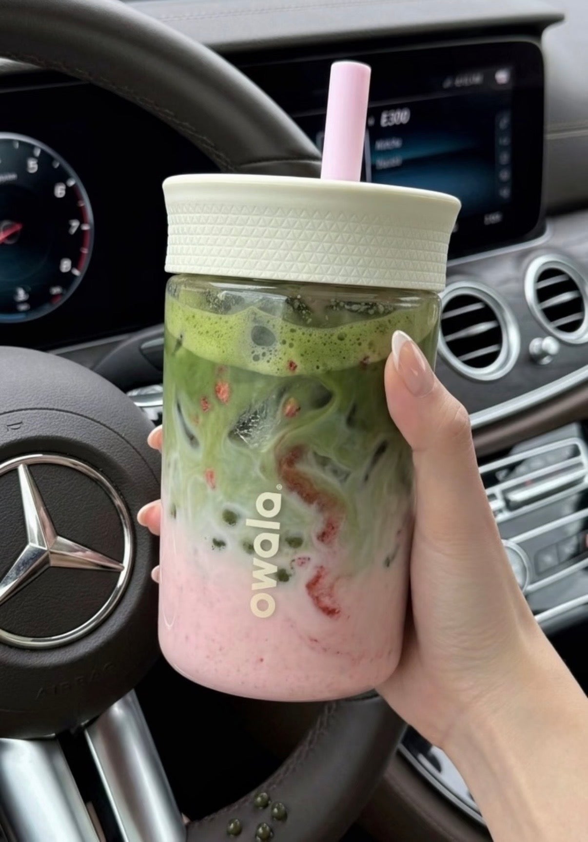 Owala拿鐵杯☕️保溫防漏吸管杯透明感保溫杯15oz [超易清潔防漏]