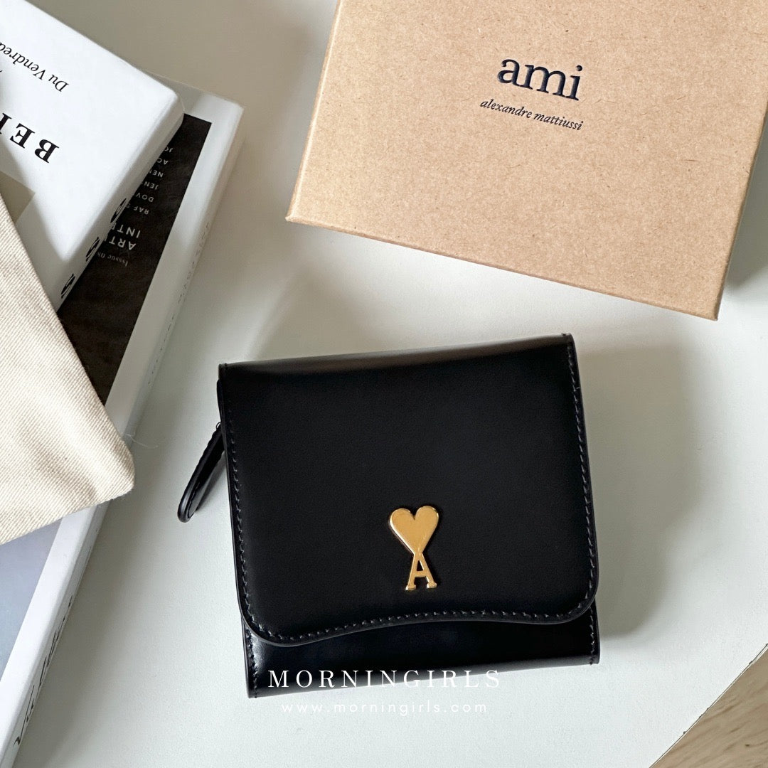 Ami Paris Paris Compact Wallet 黑色牛皮［限量現貨! 已停產］