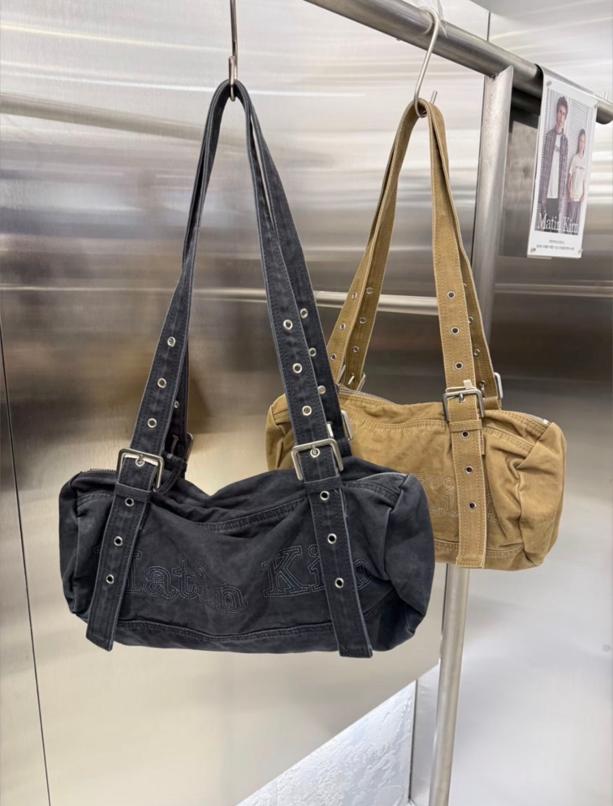 韓國選物🇰🇷 Matin Kim Vintage Washed Cotton Duffel Bag 復古水洗棉質圓筒袋［街頭復古感 質感隨性搭！］