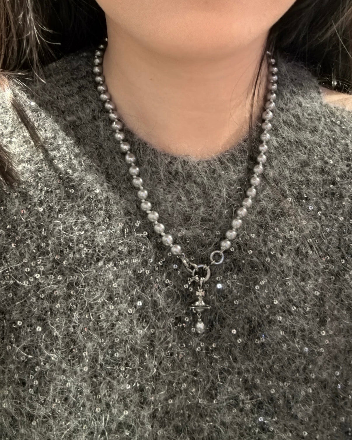 Vivienne Westwood Aleksa Pearl Choker Necklace 巴洛克水滴珍珠限量灰色 [英國年中優惠🇬🇧NANA同款 絕美小暗黑灰!]