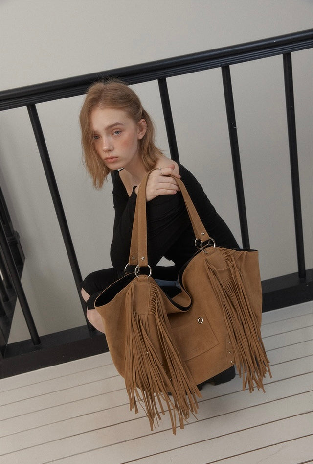 最新韓國選物🇰🇷 Leterie Fringe Boho Shoulder Bag 波西米亞流蘇單肩袋［Made In Korea🇰🇷 隨性流蘇 慵懶復古感］